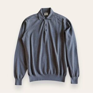 Wolf vs Goat - Merino Wool Polo Sweater - Gray